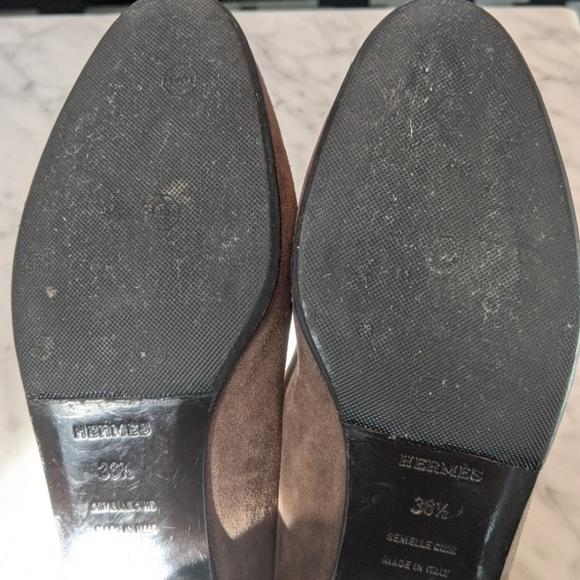Vintage Hermes brown suede flats, Size US 6 - Picture 2 of 6